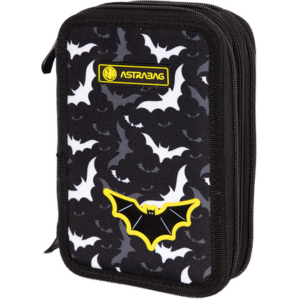 Пенал "Night bats1" с наполнением, 3 отделения, черный - 5