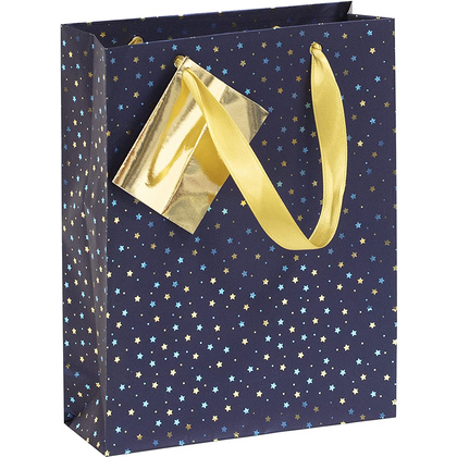 Пакет бумажный подарочный "Blue night Premium", 17x6x22 см, синий