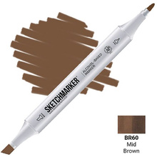 Маркер перманентный двусторонний "Sketchmarker", BR60 коричневый средний