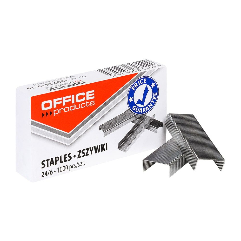 Скобы "Office Products", 24/6, 1000 шт, металлик