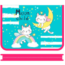 Папка для тетрадей "Moon cats", А4, на молнии, пластик, голубой, розовый