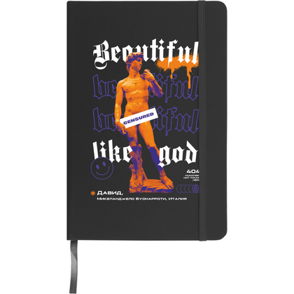 Блокнот "Beautiful like god", А5, 80 листов, нелинованный, черный