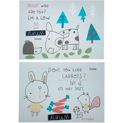 Альбом для рисования "Animals", A4, 30 листов, склейка