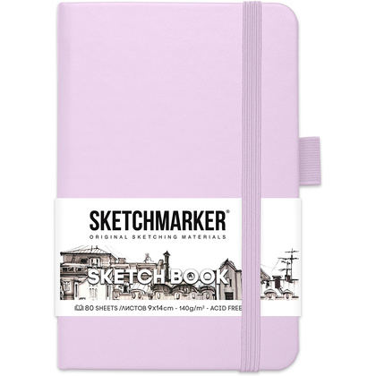 Скетчбук "Sketchmarker", 9x14 см, 140 г/м2, 80 листов, фиолетовый пастельный