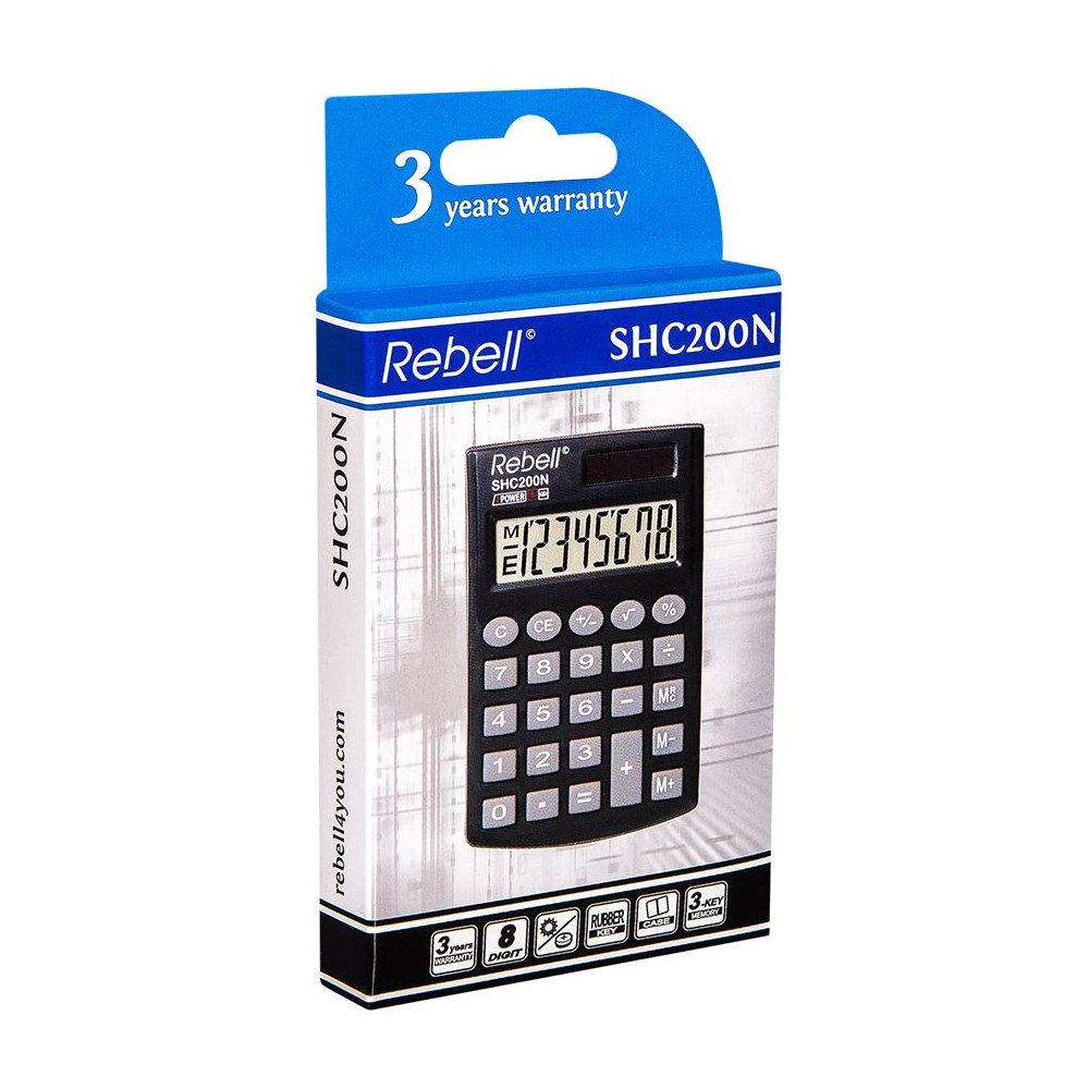 Калькулятор карманный Rebell "SHC200N BX/RE-SHC208 BX", 8-разрядный, черный - 3