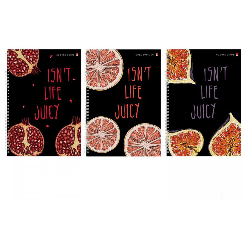 Тетрадь "Juicy life", А4, 96 листов, клетка, ассорти