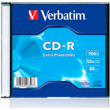 Диск Verbatim "Extra Protection Slim", CD-R, 0.7 гб, тонкий футляр (slim case), 1 шт