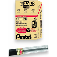 Грифели для автоматического карандаша "Hi-Polymer Super Lead", 2B, 0.5 мм, 12 шт