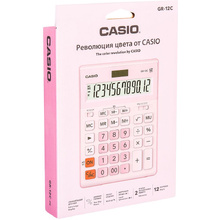 Калькулятор настольный Casio "GR-12", 12-разрядный, розовый