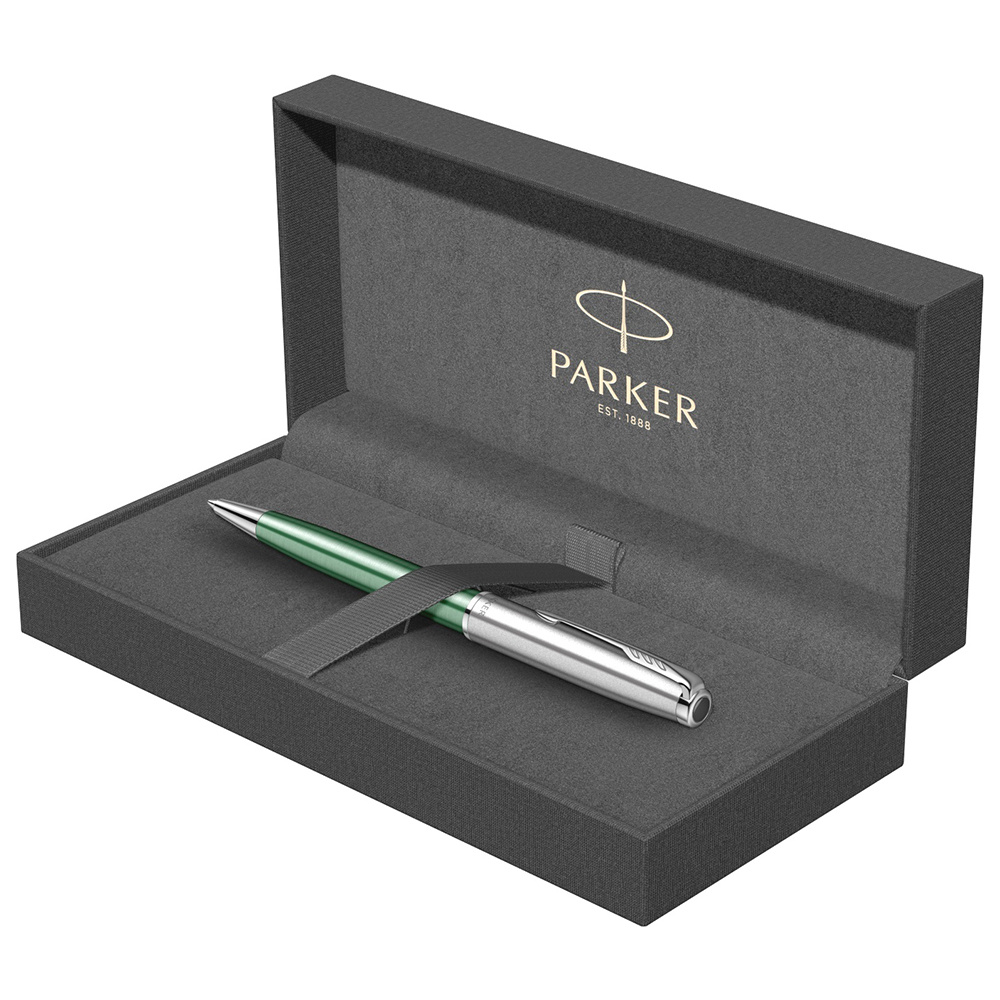 Ручка шариковая автоматическая Parker "Sonnet Essential SB K545", 0,7 мм, серебристый, зеленый, стерж. черный - 4