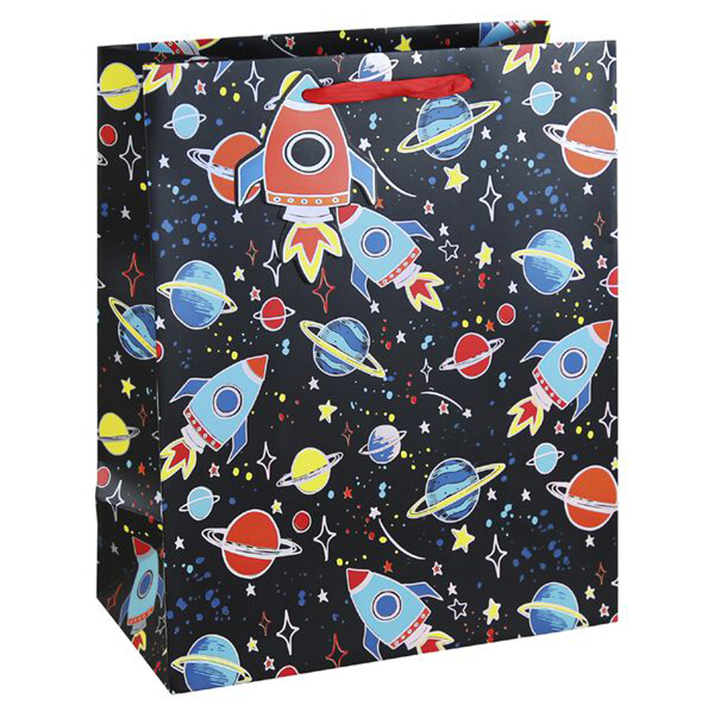 Пакет бумажный подарочный "Spaceman", 26.5x14x33 см, разноцветный