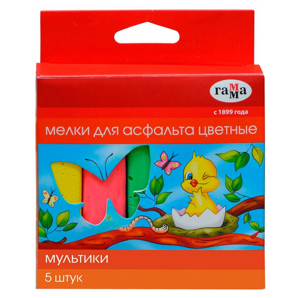 Мелки для асфальта "Мультики", 5 шт, ассорти - 2