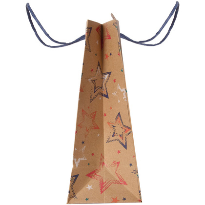 Пакет бумажный подарочный "Stars kraft", 26.5x14x33 см - 5
