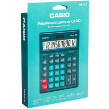 Калькулятор настольный Casio "GR-12", 12-разрядный, темно-зелёный