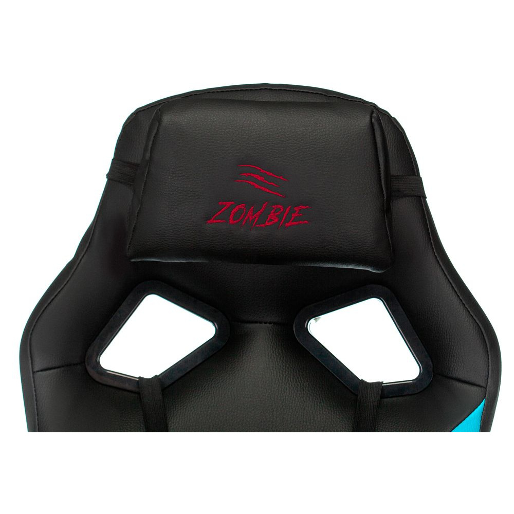 Кресло игровое "Zombie DRIVER", экокожа, пластик, черный, голубой - 6