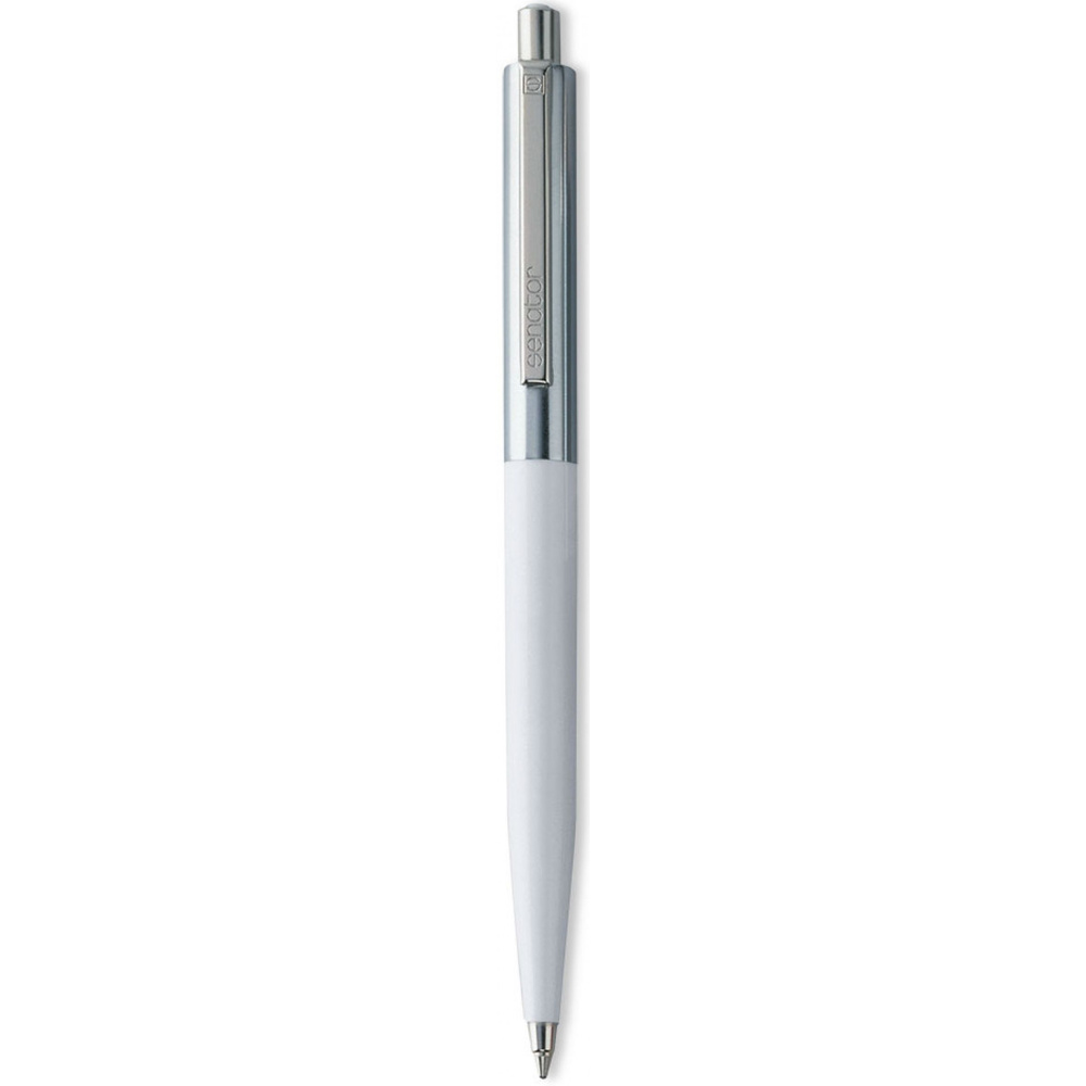 Ручка шариковая автоматическая "Senator Point Metal", 1.0 мм, белый, серебристый, стерж. синий - 2