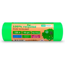 Мешки для мусора ПВД Mirpack "PURE ECOLOGY Био", 30 мкм, 120 л, 10 шт/упак 