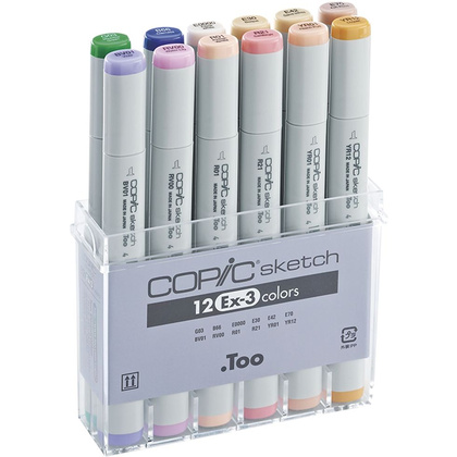 Набор маркеров перманентных "Copic Sketch" EX-3, 12 цветов
