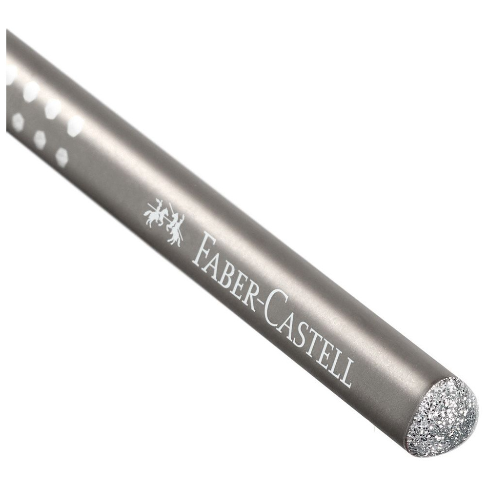 Карандаш простой "GRIP Sparkle", B, без ластика, серебристый - 2
