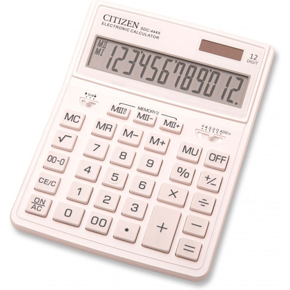 Калькулятор настольный CITIZEN "SDC-444X", 12-разрядный, белый