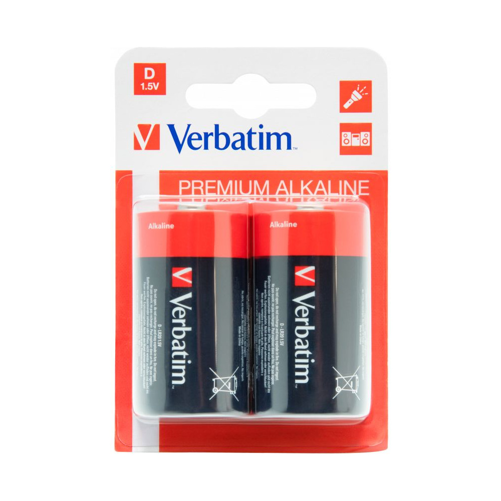 Батарейки алкалиновыещел Verbatim "LR20/D", 2 шт