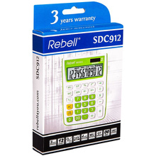 Калькулятор настольный Rebell "SDC-912GR", 12-разрядный, зеленый