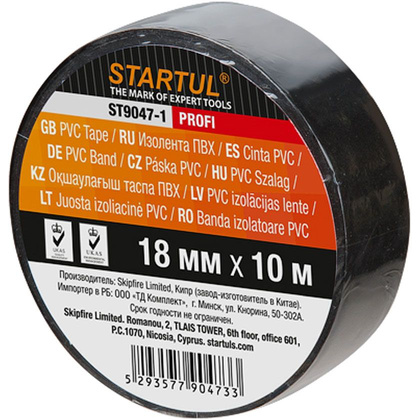 Изолента ПВХ "Startul Profi", 18ммх10м, черный
