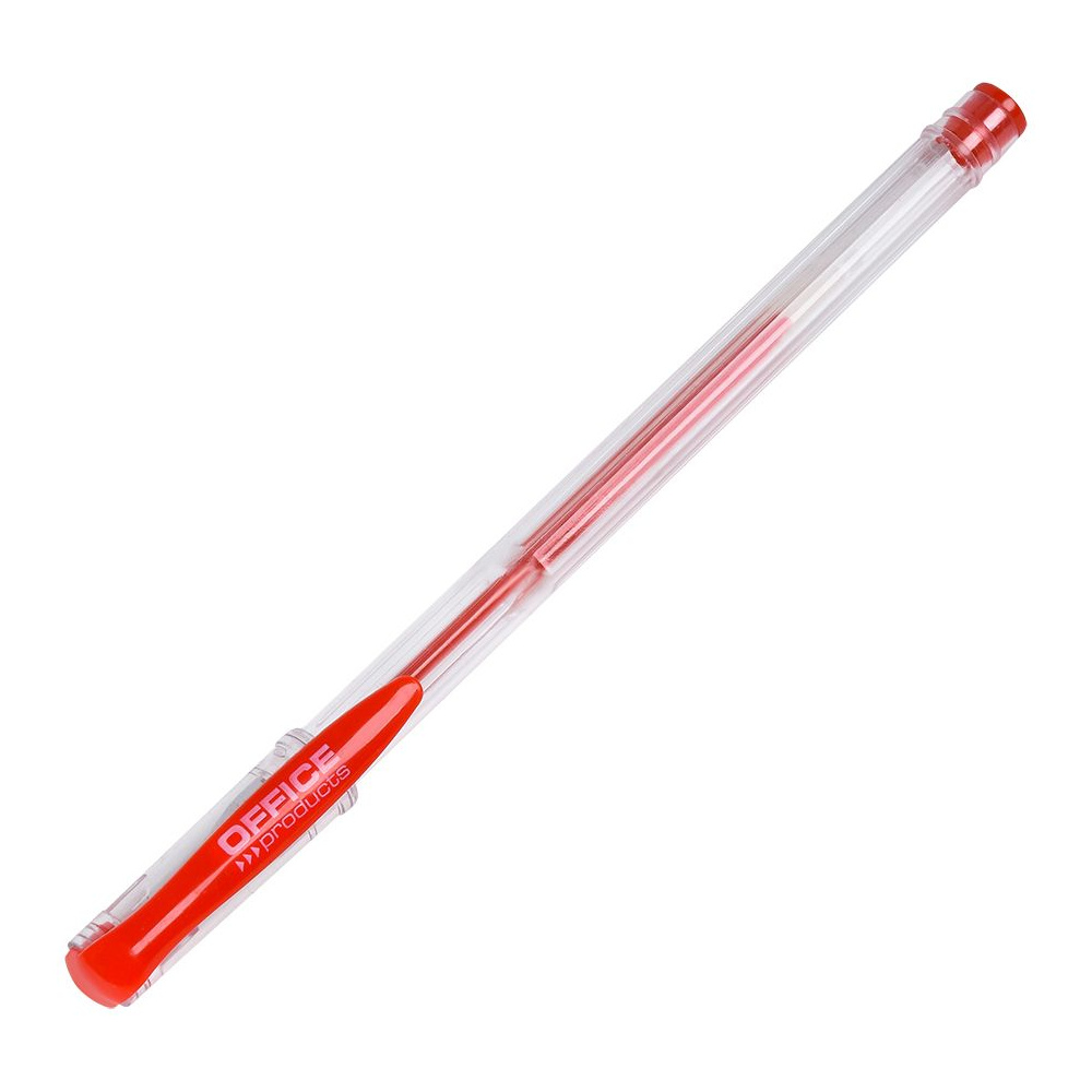 Ручка гелевая "Office Products", 0.5 мм, прозрачный, стерж. красный