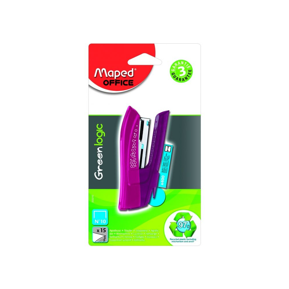 Скобосшиватель Maped "Greenlogic", № 24/6, 26/6, 12-15 листов, ассорти - 3