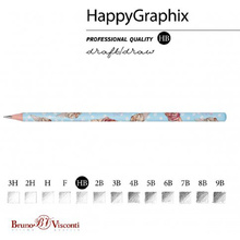 Карандаш чернографитный "HappyGraphix. Сахарный рожок", HВ, без ластика, голубой, белый
