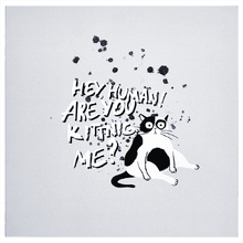 Альбом для рисования "Hey human кот", 170x170 мм, 40 листов, склейка, голубой