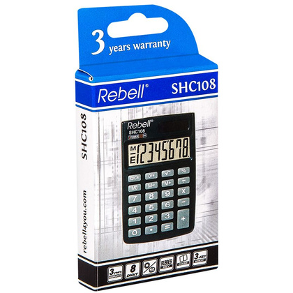Калькулятор карманный Rebell "SHC108 BX", 8-разрядный, черный - 3