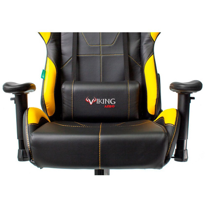  Кресло игровое Бюрократ "Zombie VIKING 5 AERO", экокожа, пластик, черный, желтый - 6