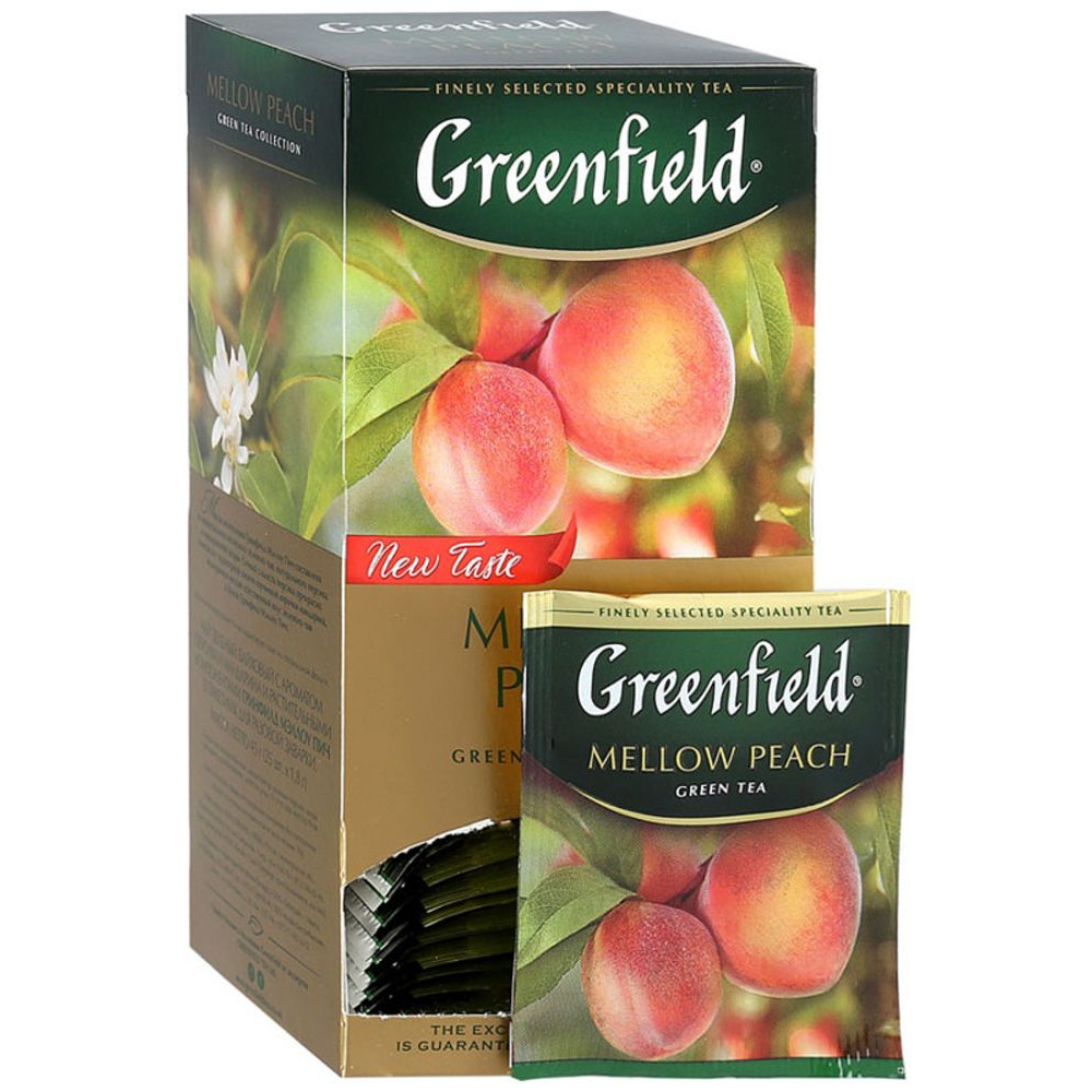Чай "Greenfield" Mellow Peach, 25 пакетиков x1.5 г, зеленый