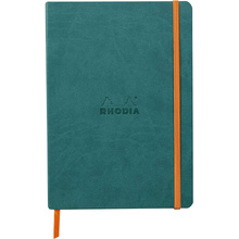 Блокнот "Rhodiarama" на резинке, A5, 80 листов, линейка, темно-зеленый