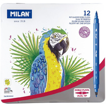 Фломастеры Milan двусторонние, 12 цветов