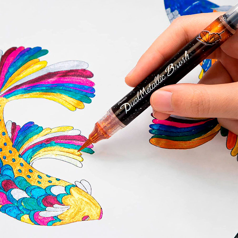 Маркер-кисть "Dual Metallic Brush", черный металлик - 7