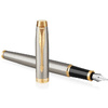 Ручка перьевая "Parker IM Brushed Metal GT", F, серебристый, золотистый, патрон черный - 3