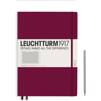 Блокнот "Leuchtturm1917. Master Slim", А4+, 61 лист, клетка, красный портвейн