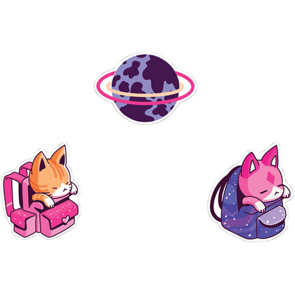 Значок "Catbox", 3 шт/упак, ассорти