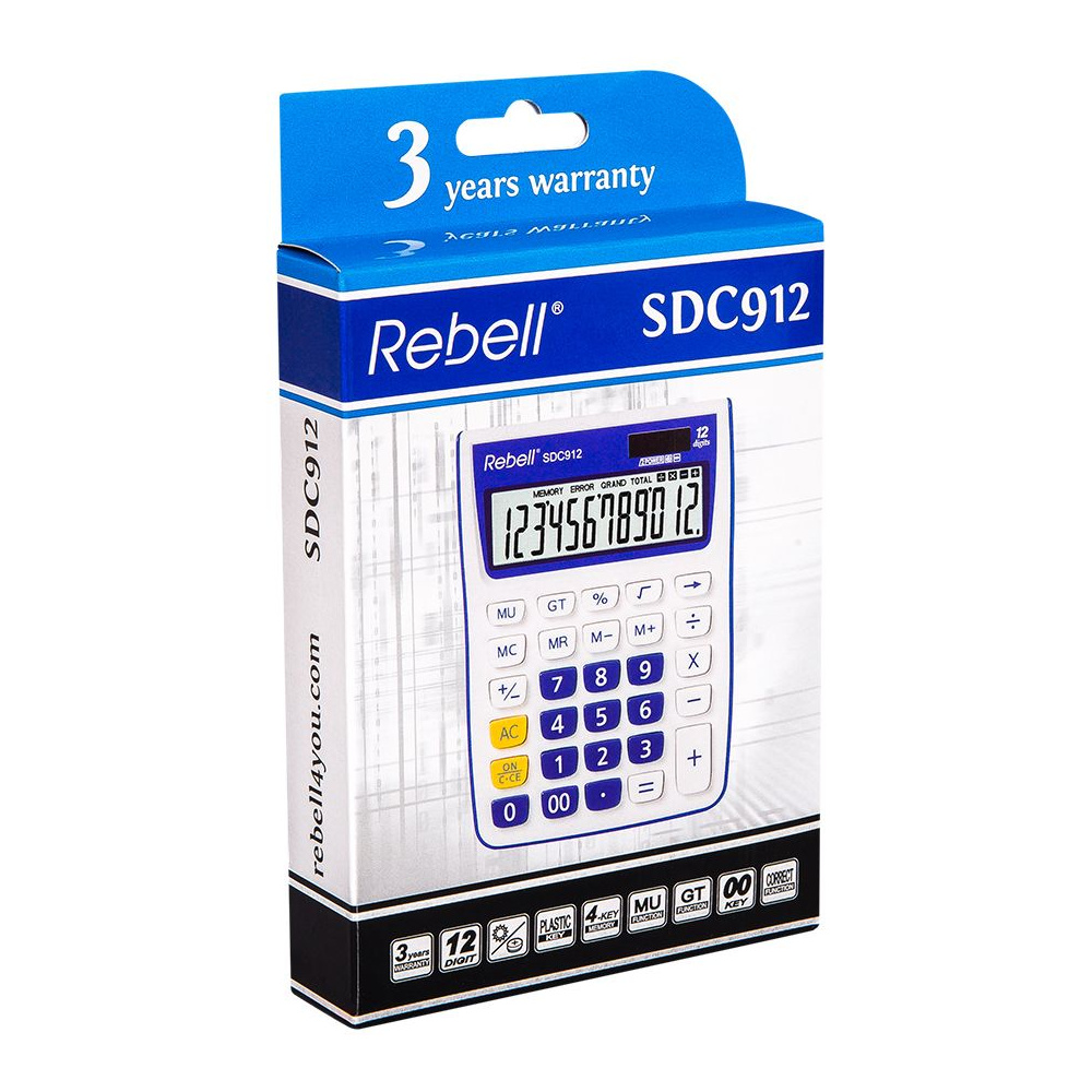 Калькулятор настольный Rebell "SDC-912VL/BL", 12-разрядный, фиолетовый - 2