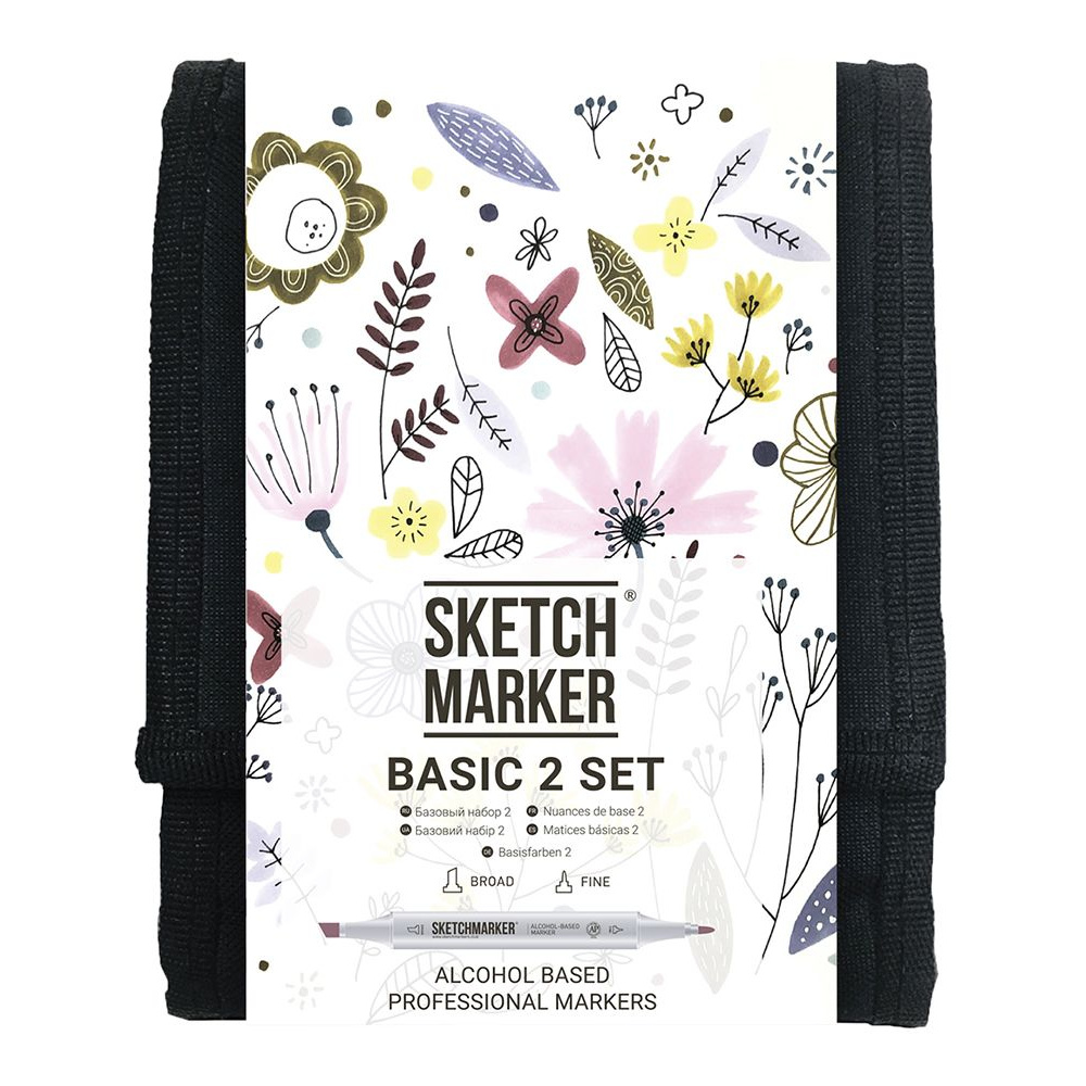 Набор маркеров перманентных двусторонних "Sketchmarker Basic 2", 12 шт.