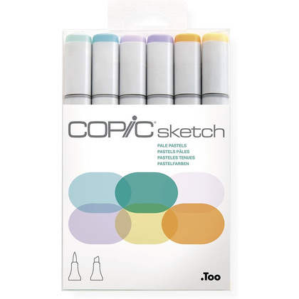 Набор маркеров перманентных "Copic Sketch", 6 цветов, пастельные оттенки