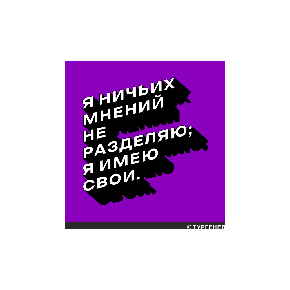 Сумка для покупок "Я ничьих мнений не разделяю, я имею свои. Тургенев", черный - 2