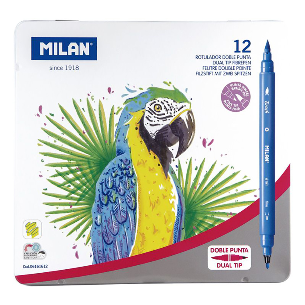 Фломастеры Milan двусторонние, 12 цветов