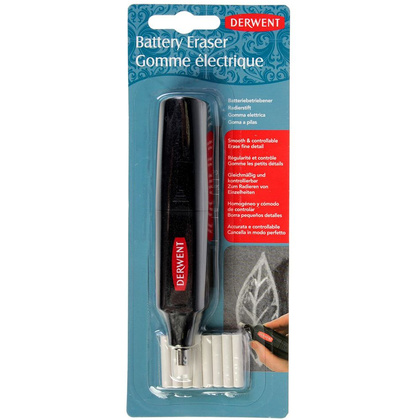Ластик электрический "Derwent", черный + ластик сменный, 8 шт. 