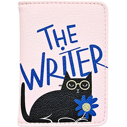 Обложка для проездного билета "Writer кот", розовый