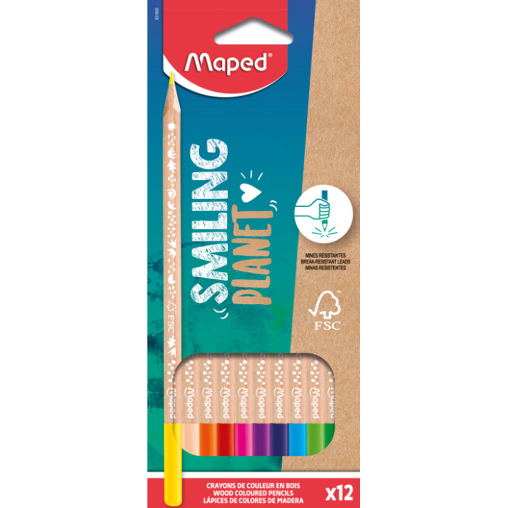 Цветные карандаши Maped "Smiling Planet", 12 цветов