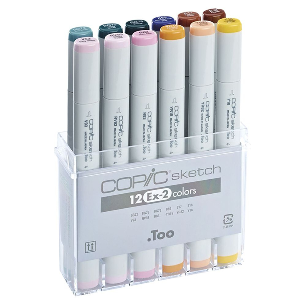 Набор маркеров перманентных "Copic Sketch" EX-2, 12 цветов