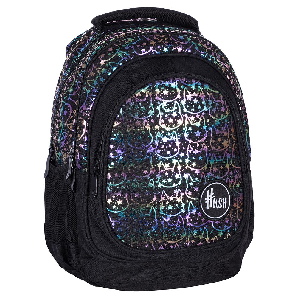 Рюкзак молодежный "Hash neon kitty", чёрный